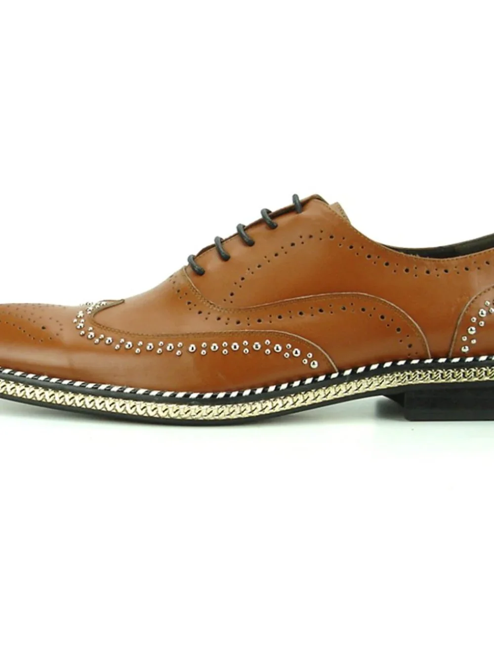 FI-7201 Tan Genuine Leather Lace up Wing Tip Fiesso by Aurelio Garcia